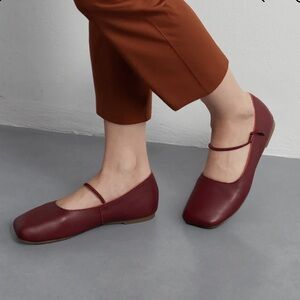 Empress SQUARE TOE leather FLAT red